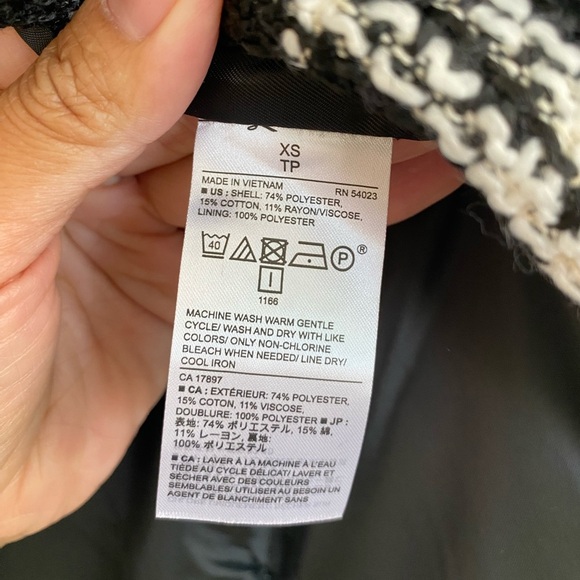 NWT! Banana Republic Boucle Tweed Gingham Black White Peacoat XS Preppy Winter - Picture 11 of 12
